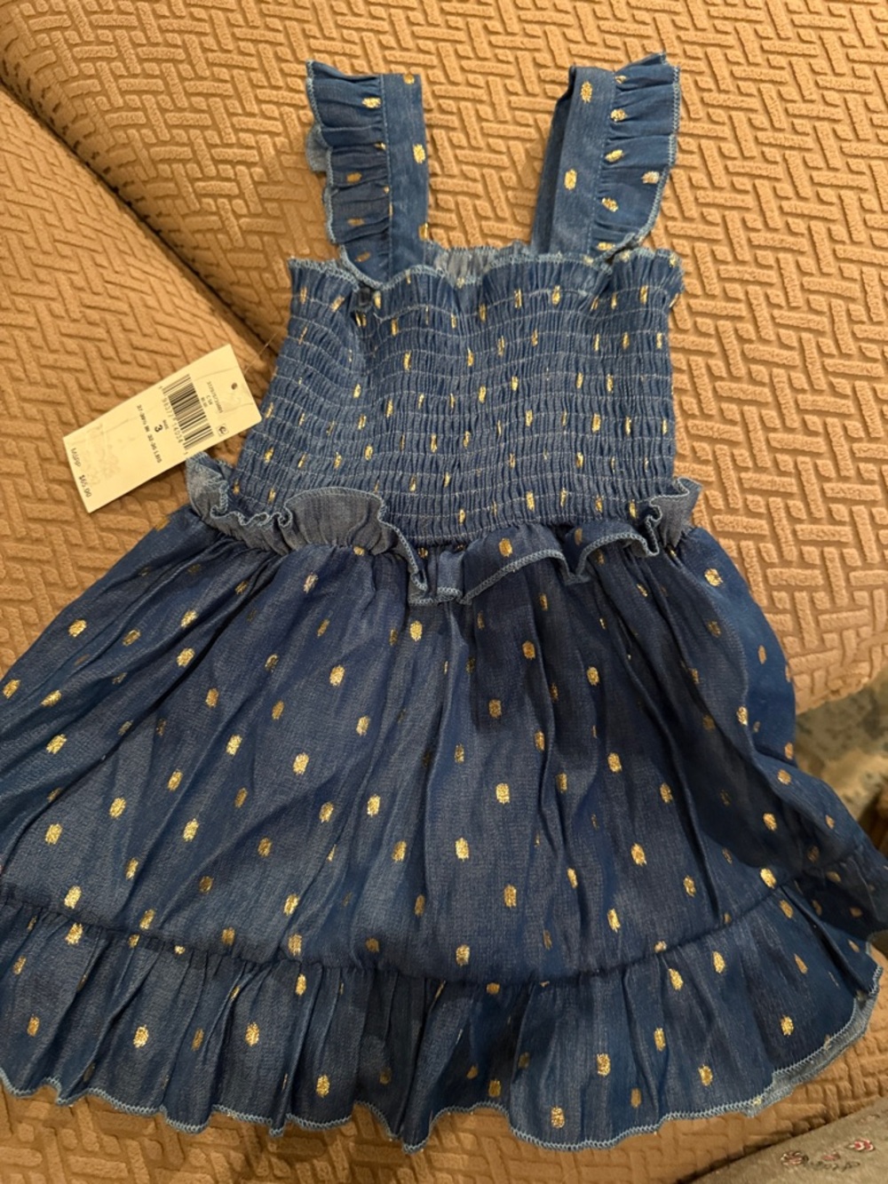 Carter's Navy Blue Sundress with Gold Dot Accents